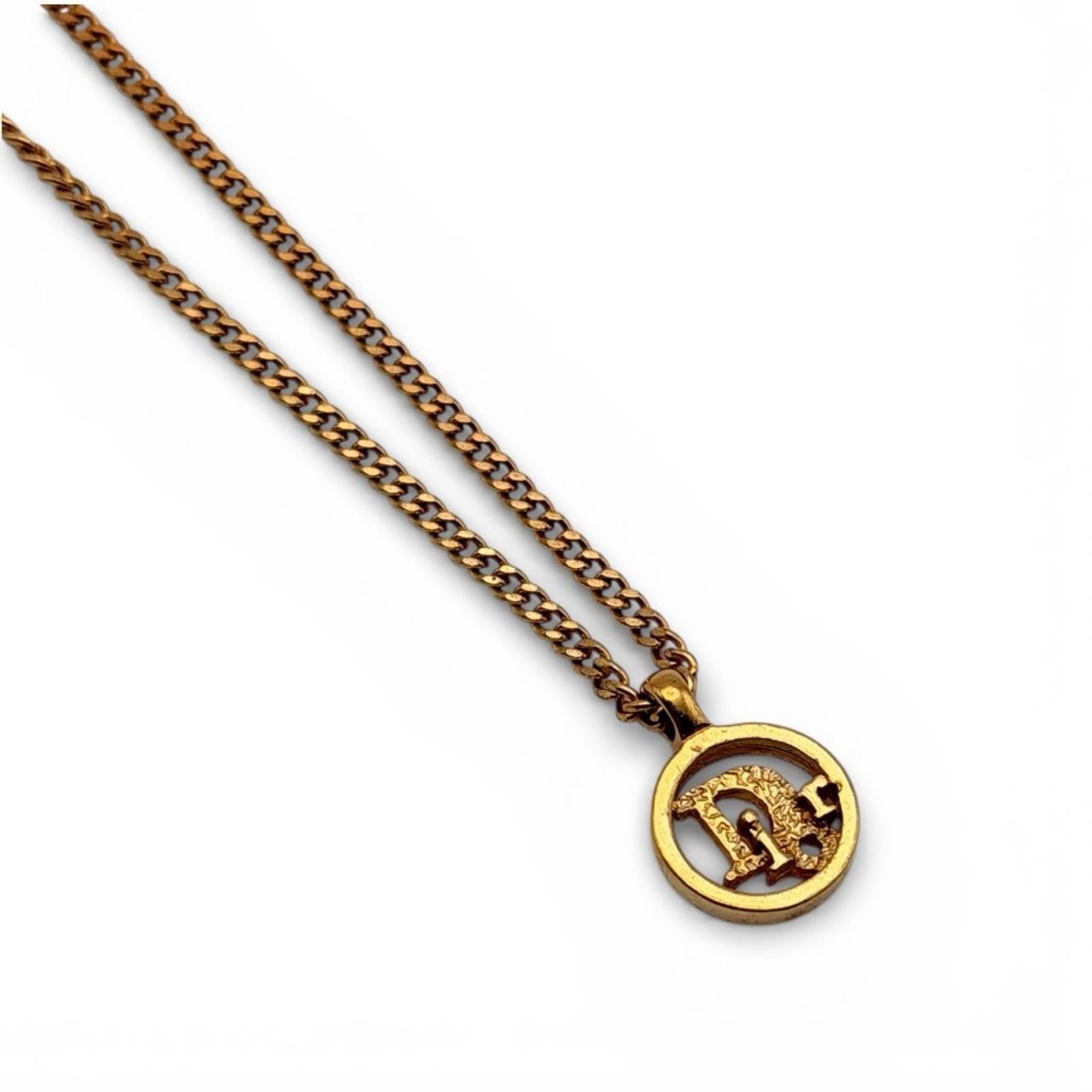 Christian Dior Vintage CD Medallion Necklace Gold