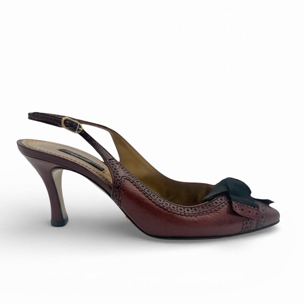 Dolce & Gabbana Burgundy Leather Slingback Heels – It 36