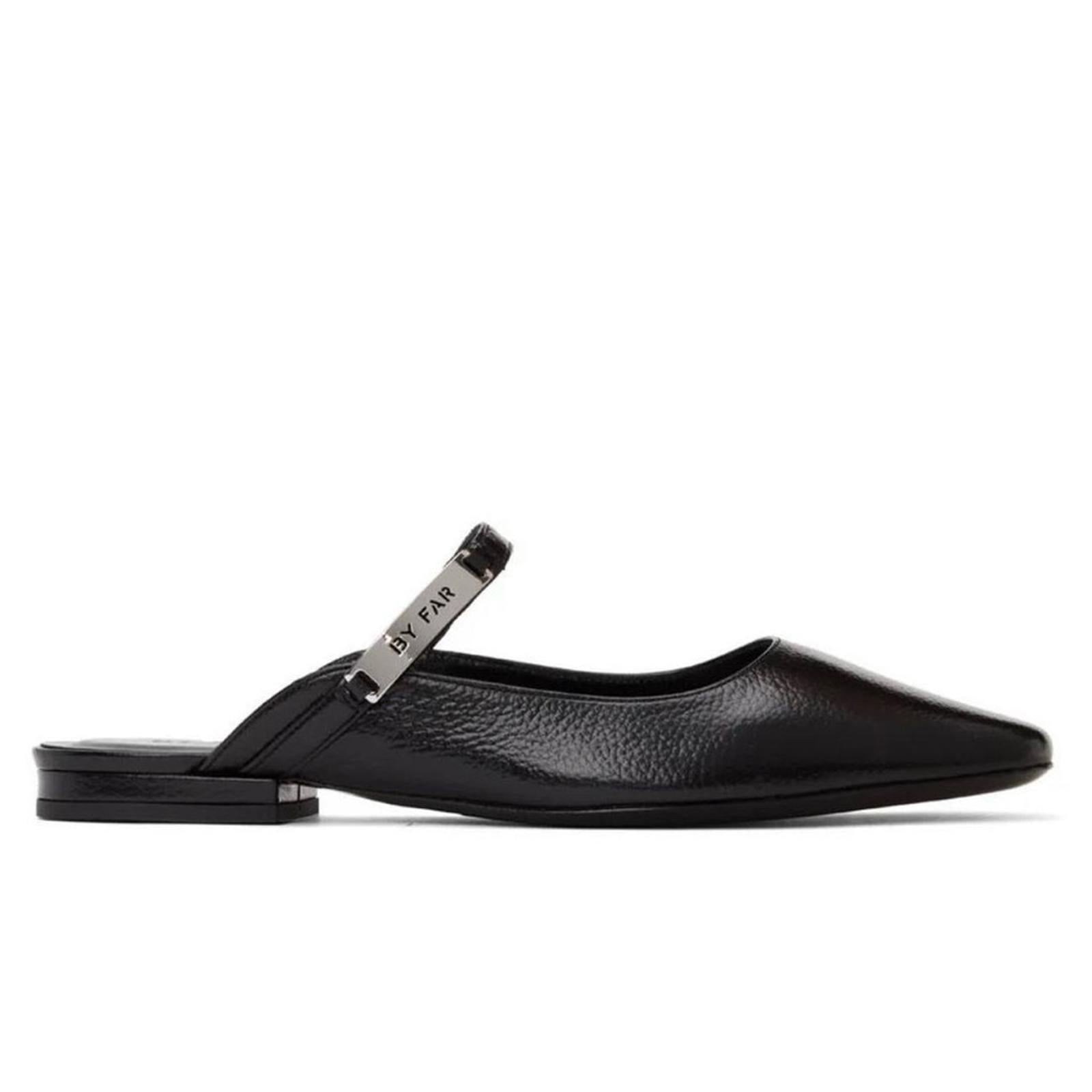 BY FAR Black Gloss Etta Slippers
