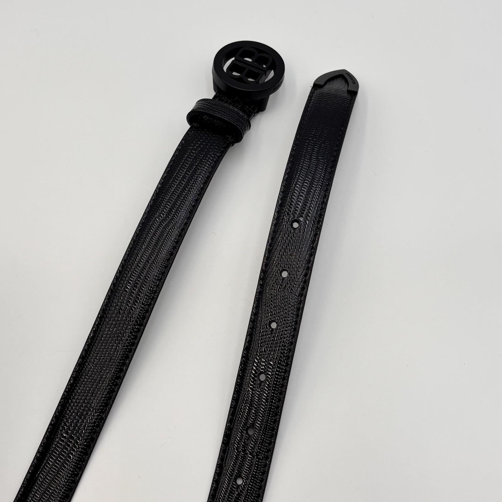 Balenciaga Black Croc Leather Circled BB Logo Belt