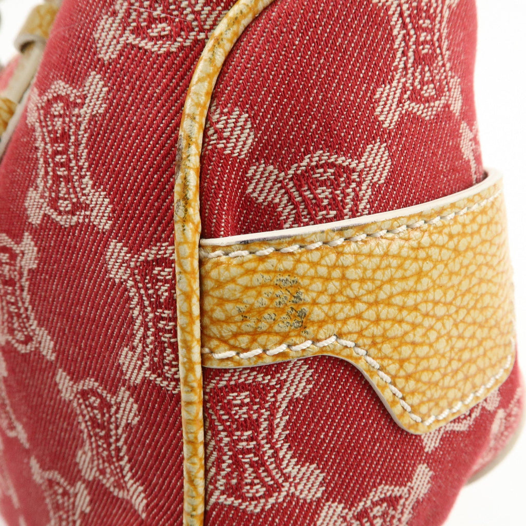 CELINE Macadam Boogie Canvas Leather Hand Bag Red Beige 17