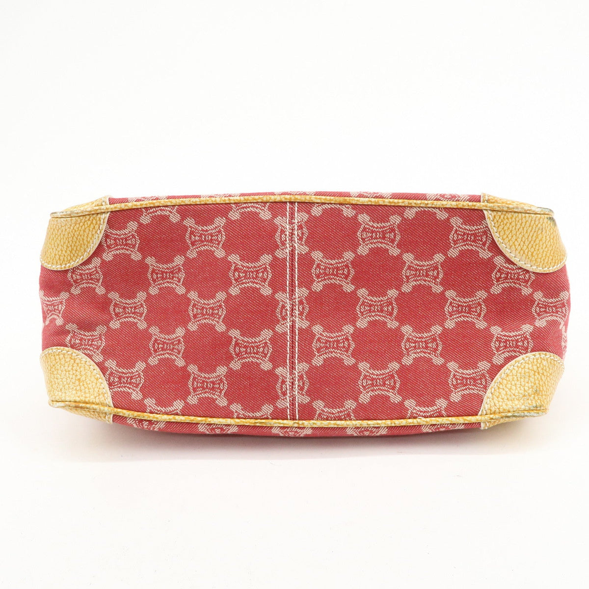 CELINE Macadam Boogie Canvas Leather Hand Bag Red Beige 5