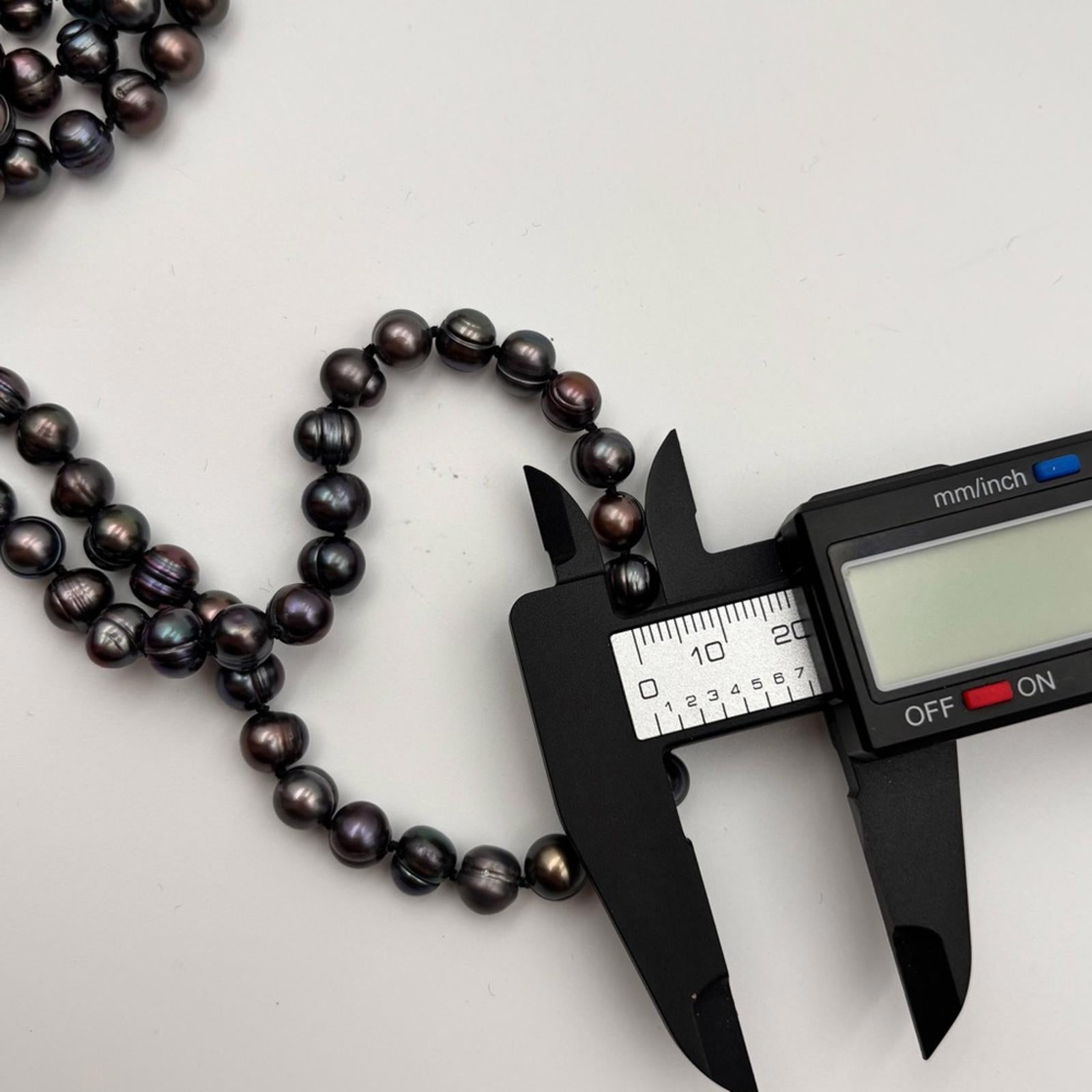 Freshwater Cultured Pearl Necklace – Peacock Overtone 64”