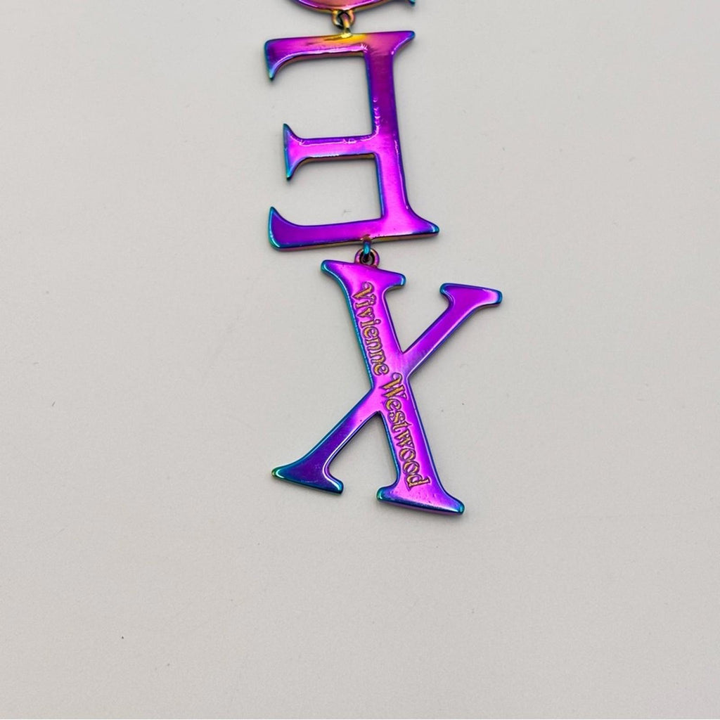 Vivienne Westwood SEX Letter Drop Earrings Rainbow Finish