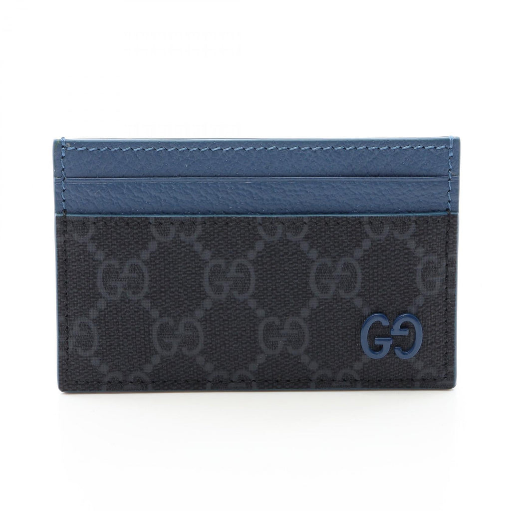 GUCCI Gucci Gg Supreme Card Case Black/Blue Leather×pvc 768248 Facqc 1052 image 1