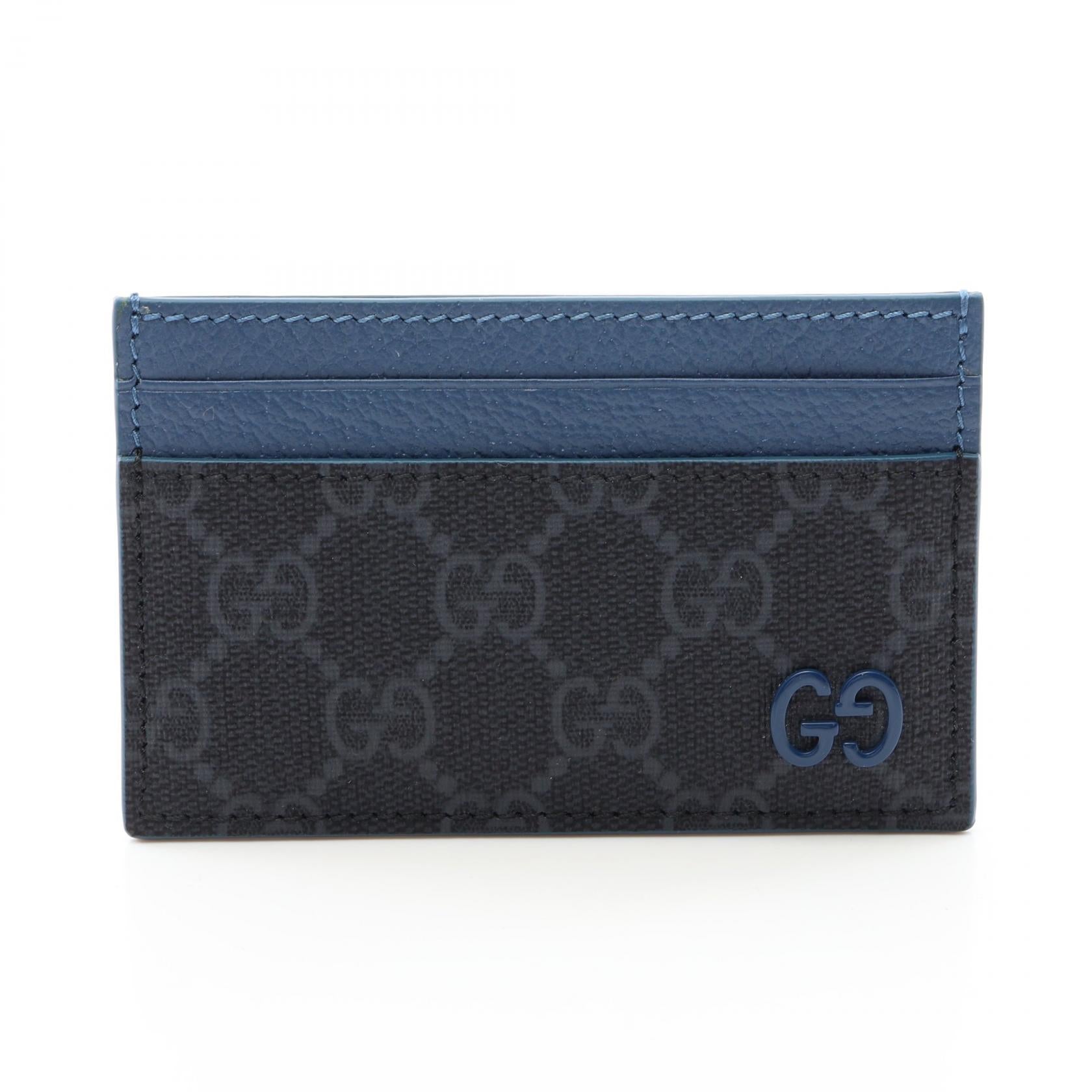 GUCCI Gucci Gg Supreme Card Case Black/Blue Leather×pvc 768248 Facqc 1052 image 1