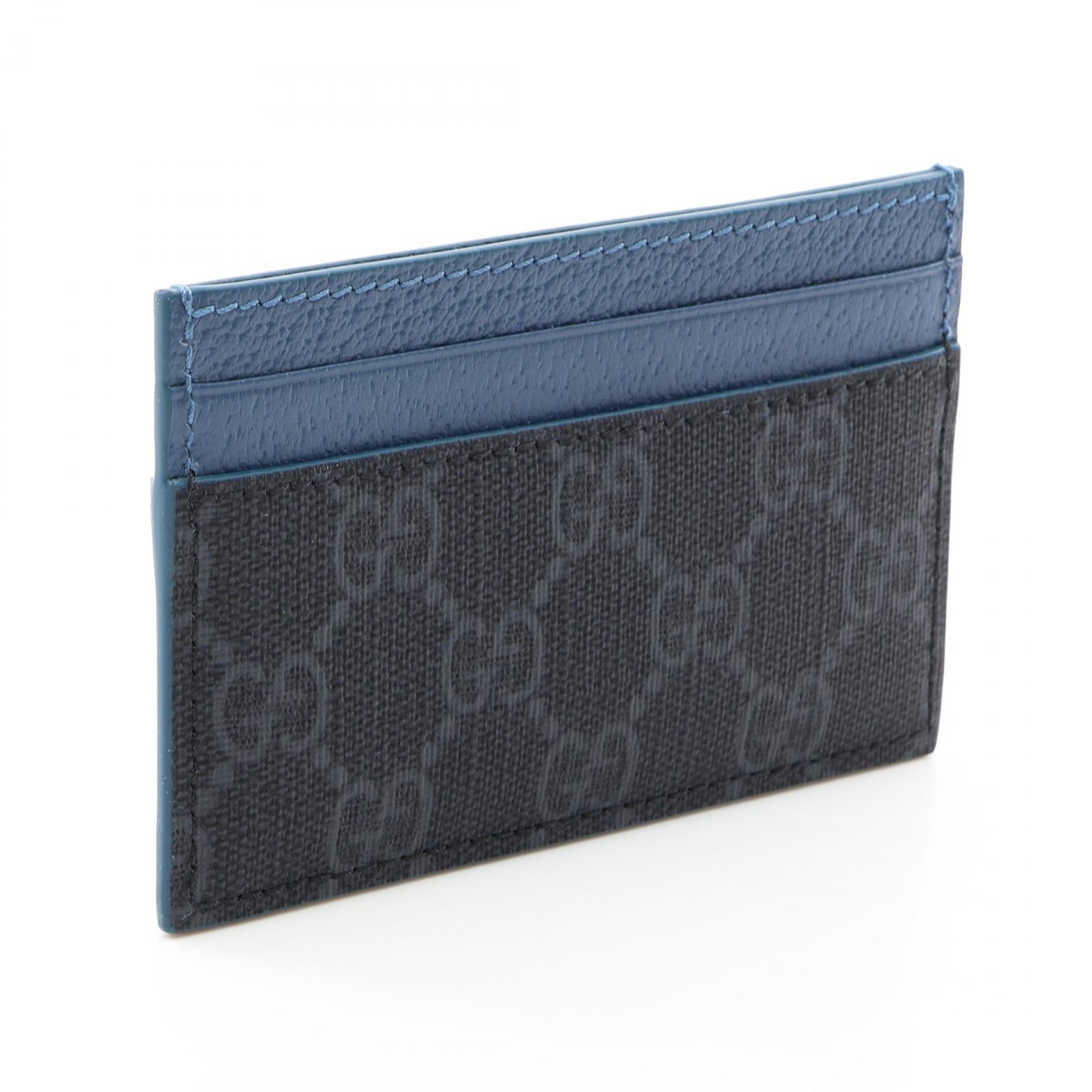 GUCCI Gucci Gg Supreme Card Case Black/Blue Leather×pvc 768248 Facqc 1052 image 2