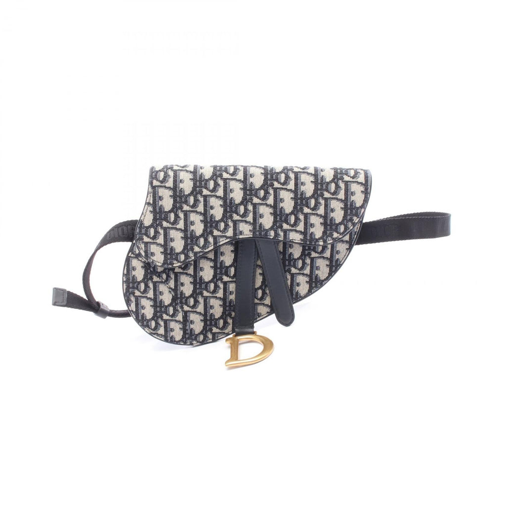 DIOR Dior Saddle Oblique Waist Bag Navy/Gray Canvas×leather image 1