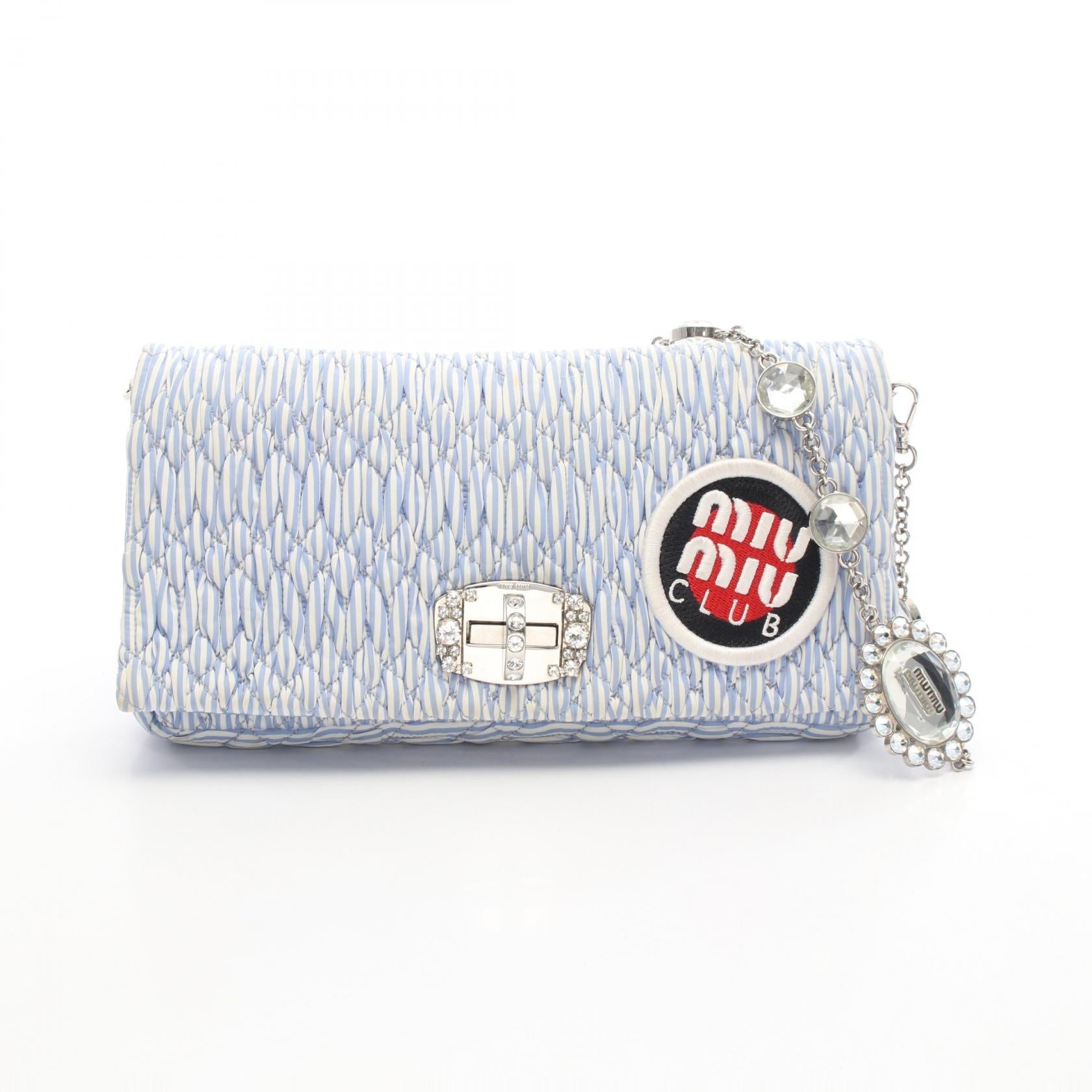 MIU MIU Miu Miu Miu Miu Club Matelasse Shoulder Bag Blue Other×fabric image 1