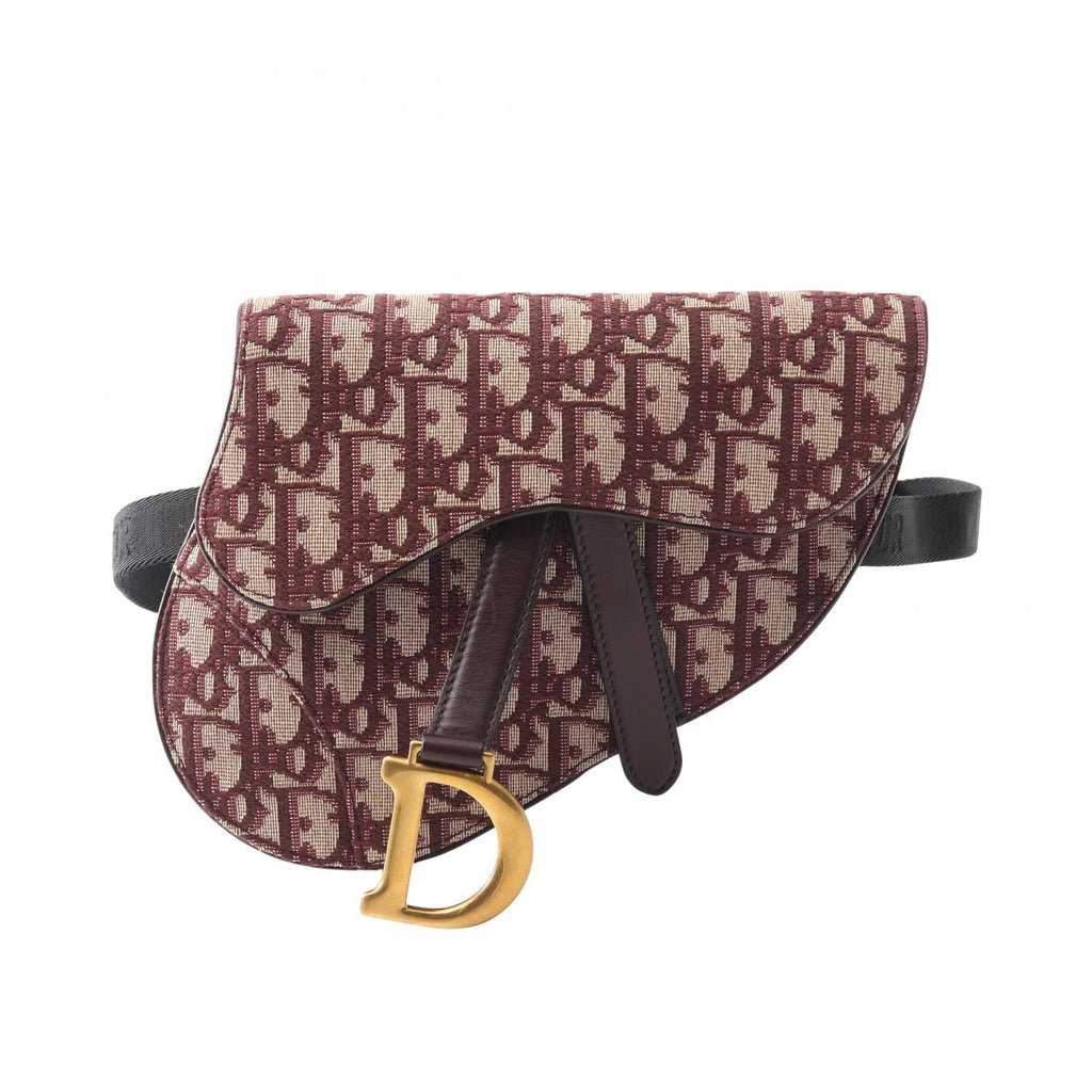 DIOR Dior Saddle Oblique Waist Bag Beige/Bordeaux Canvas×leather image 1