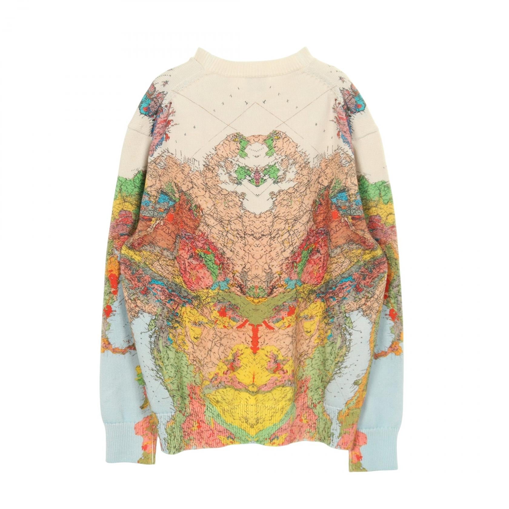 BURBERRY Burberry Globe Map Print Sweater Knit Blue/Beige/Multicolor Cotton image 2