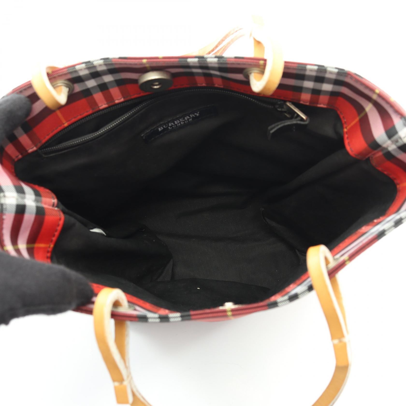 BURBERRY Burberry Nova Check Handbag Red/Brown/Multicolor Canvas×leather image 3