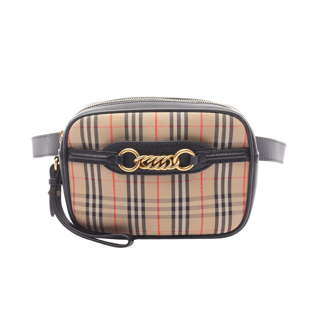 BURBERRY Burberry Check Link Bum Bag Waist Bag Beige/Black Canvas×leather image 1