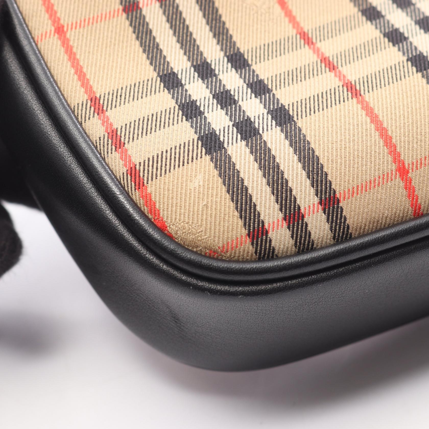 BURBERRY Burberry Check Link Bum Bag Waist Bag Beige/Black Canvas×leather image 5