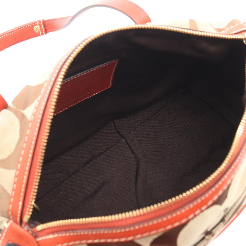 COACH Coach Signature Handbag C0726 Canvas Leather Beige Red Used Women image 3