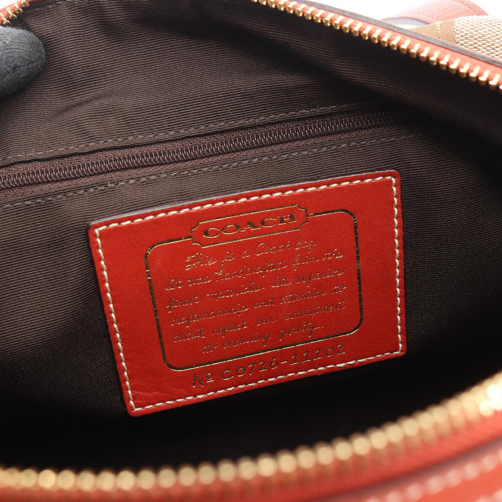 COACH Coach Signature Handbag C0726 Canvas Leather Beige Red Used Women image 4