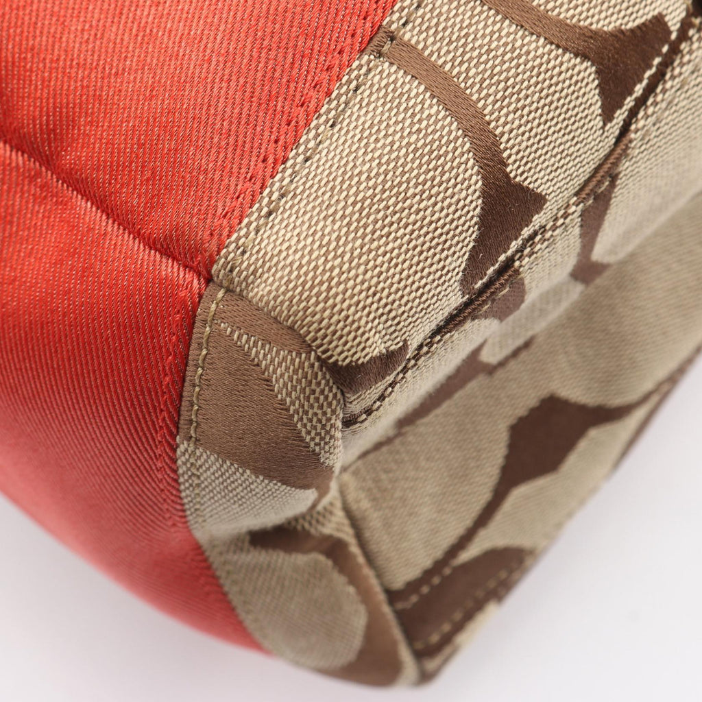 COACH Coach Signature Handbag C0726 Canvas Leather Beige Red Used Women image 7