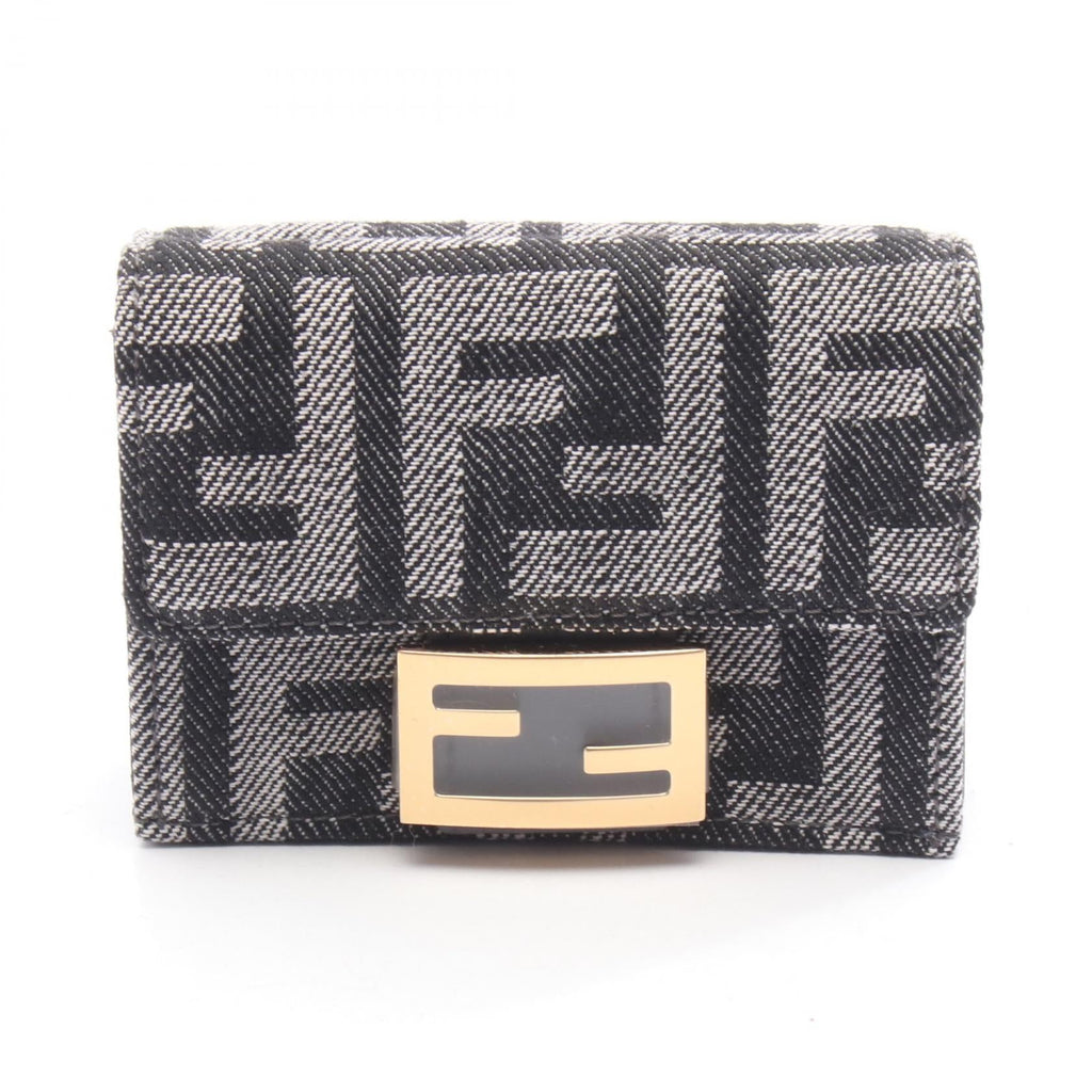 FENDI Fendi Baguette Micro Ff Jacquard Tri-Fold Wallet Purse 8m0395aut4f1uj5 Denim New image 1