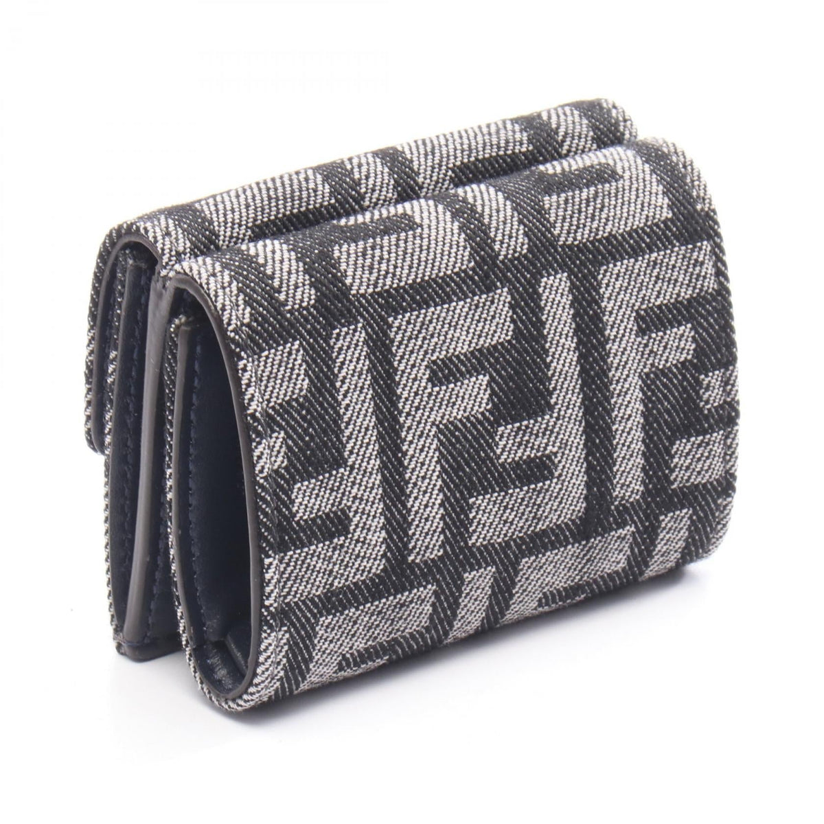 FENDI Fendi Baguette Micro Ff Jacquard Tri-Fold Wallet Purse 8m0395aut4f1uj5 Denim New image 2