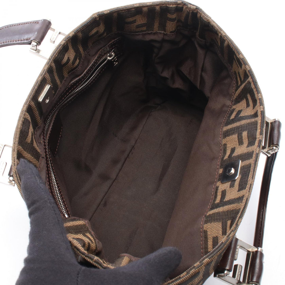 FENDI Fendi Zucca Tote Bag Brown/Black Canvas×leather image 3
