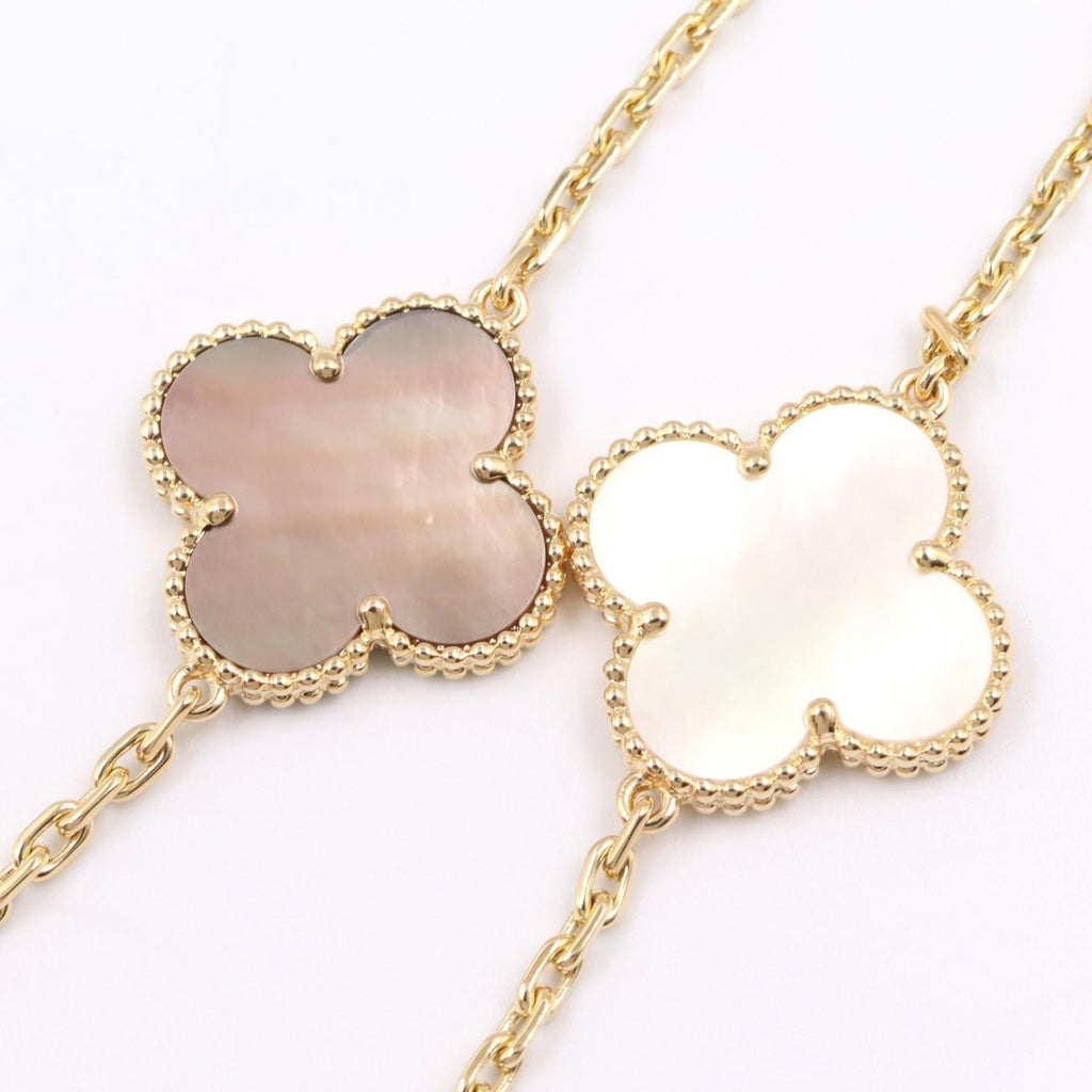 VAN CLEEF & ARPELS Van Cleef & Arpels Lucky Alhambra Long Necklace 12 Motifs Necklace Gold/Green/White K18 (yellow Gold)×carnelian / Tiger's Eye / Mother Of Pearl / Malachite image 5