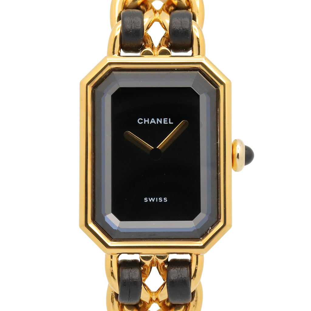 CHANEL Chanel Black Premiere M Gold Plated×leather H0001 image 1
