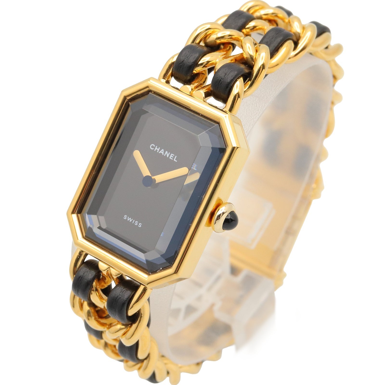 CHANEL Chanel Black Premiere M Gold Plated×leather H0001 image 2