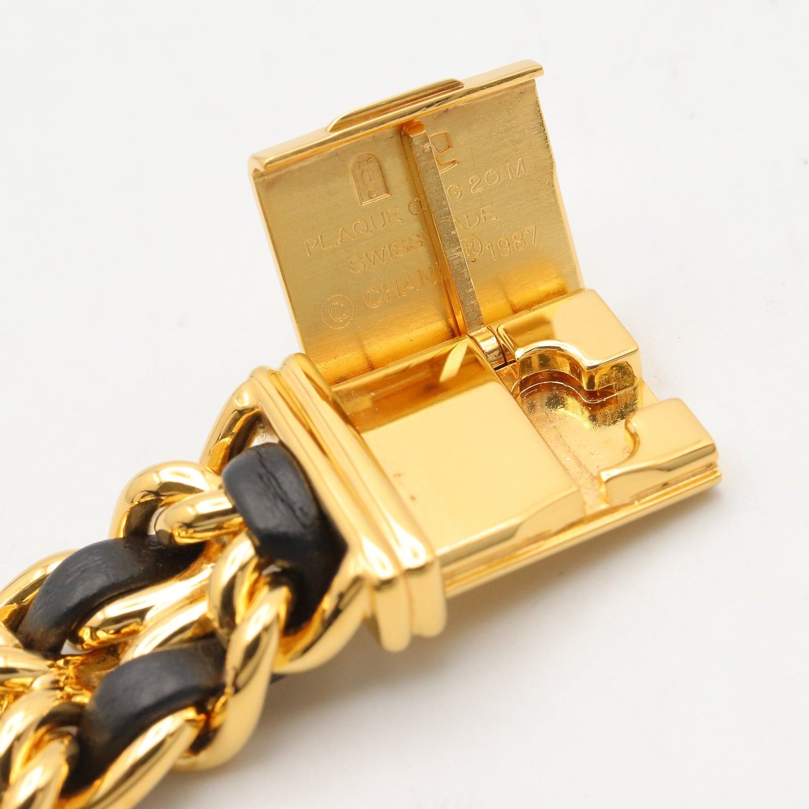 CHANEL Chanel Black Premiere M Gold Plated×leather H0001 image 12