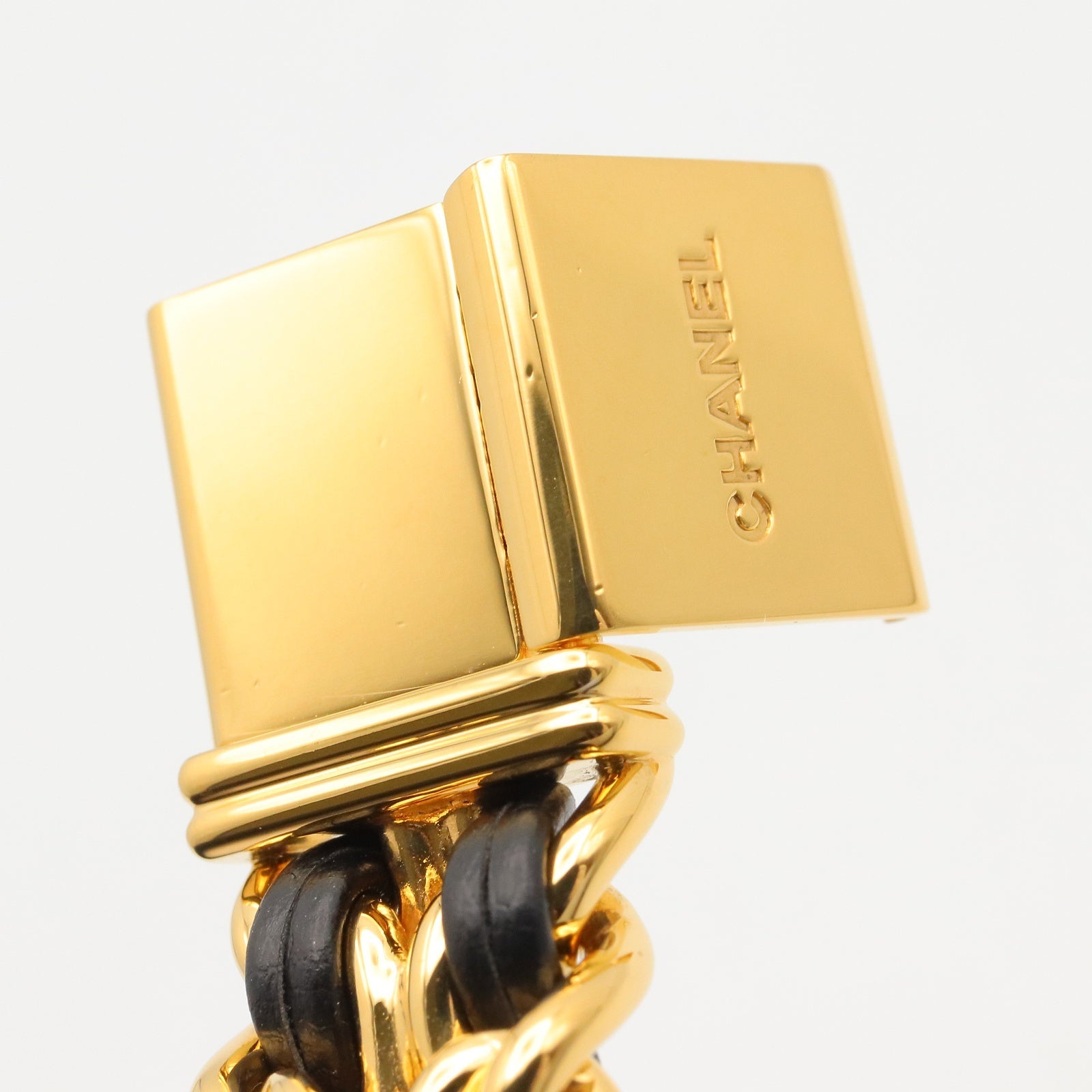 CHANEL Chanel Black Premiere M Gold Plated×leather H0001 image 11