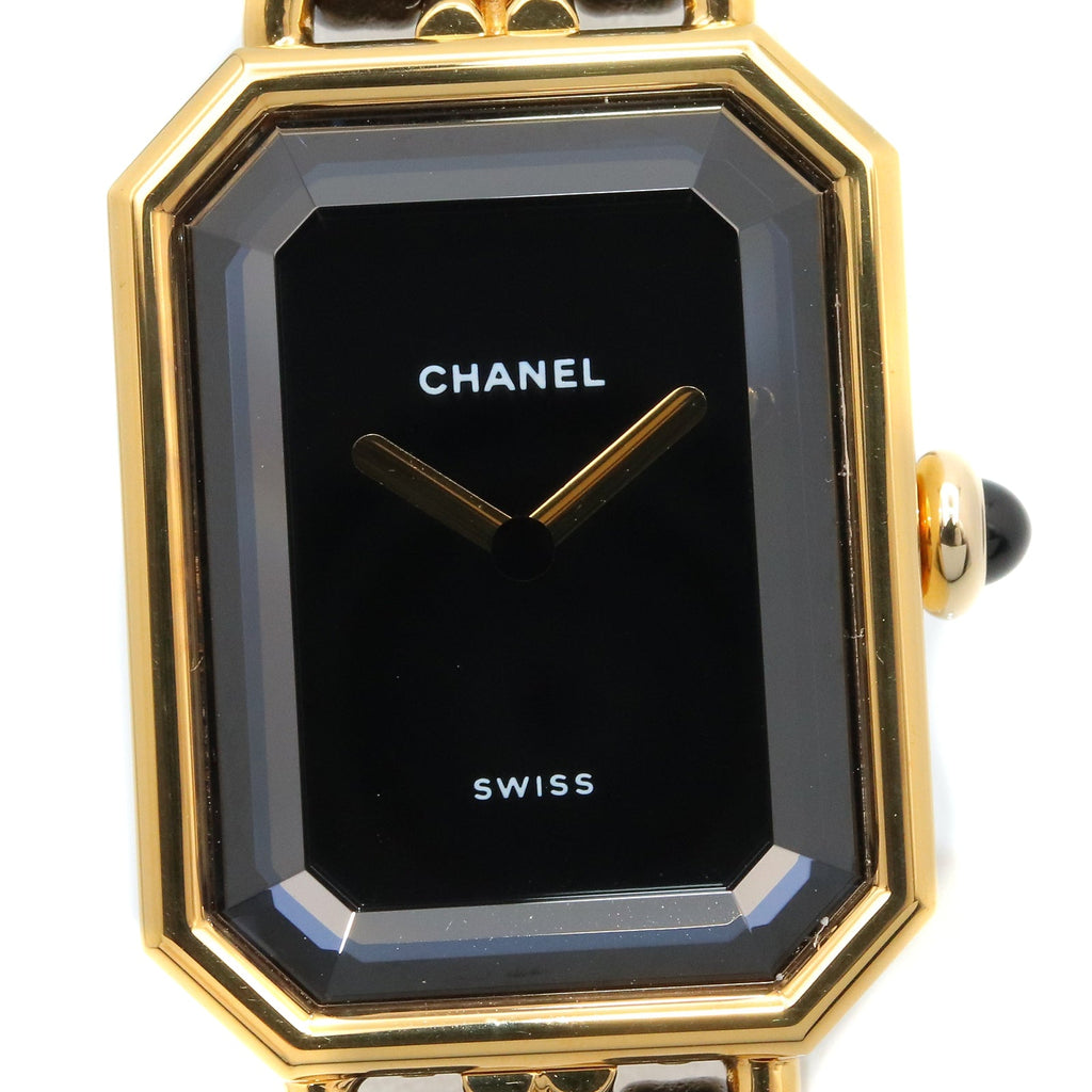 CHANEL Chanel Black Premiere M Gold Plated×leather H0001 image 3