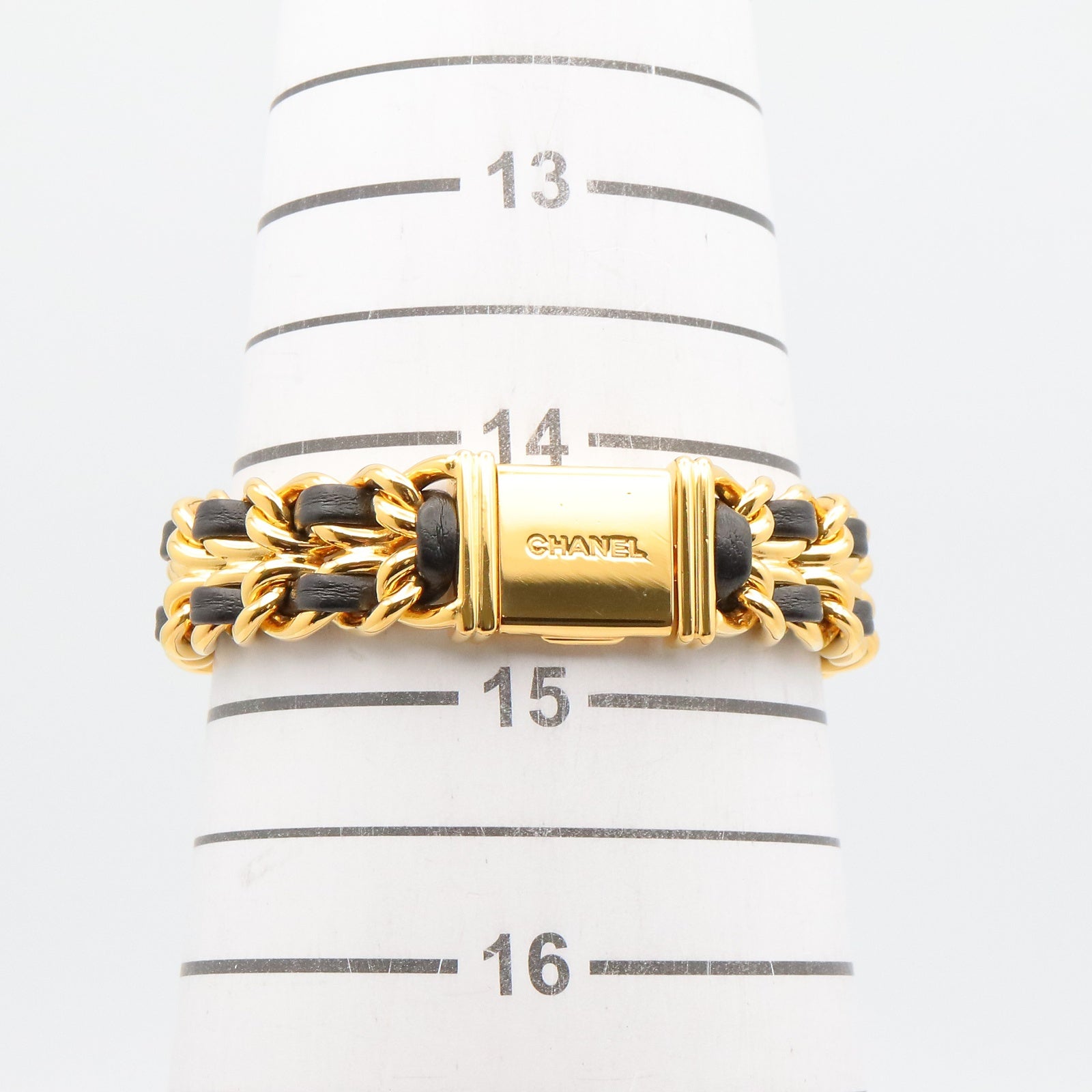 CHANEL Chanel Black Premiere M Gold Plated×leather H0001 image 8