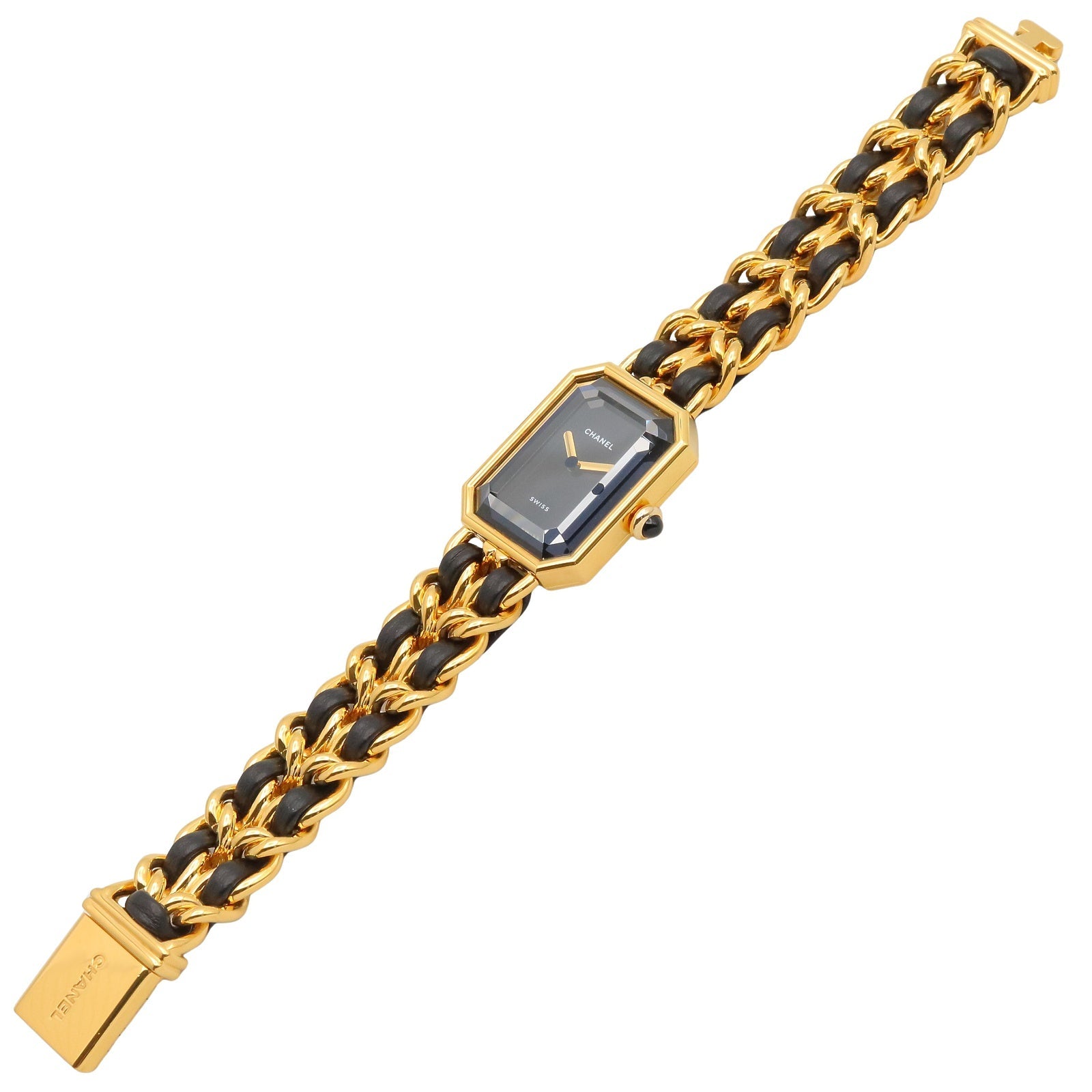 CHANEL Chanel Black Premiere M Gold Plated×leather H0001 image 4