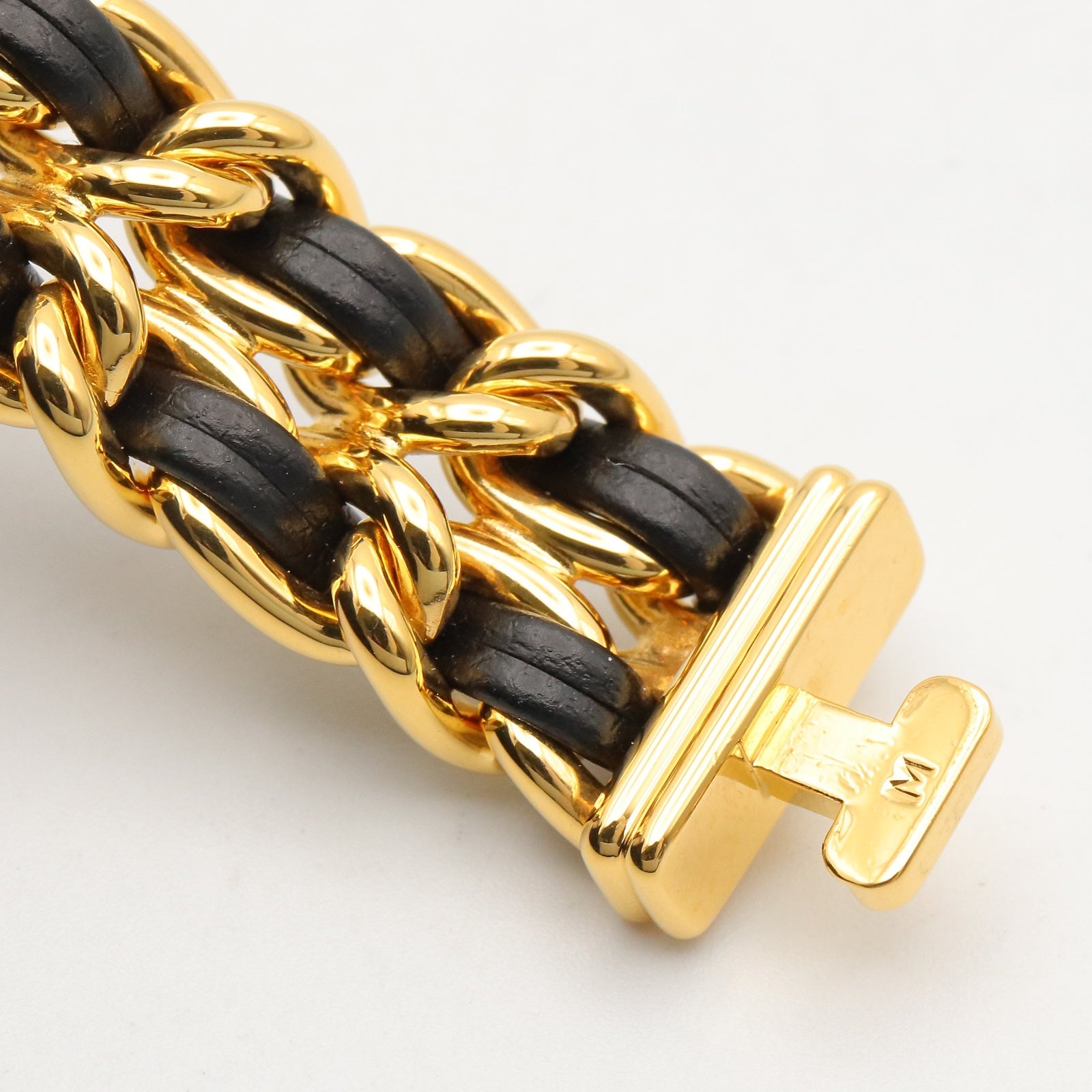 CHANEL Chanel Black Premiere M Gold Plated×leather H0001 image 10