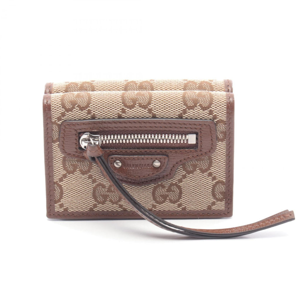 GUCCI Gucci Gucci × Balenciaga Hacker Project Tri-Fold Wallet Beige/Brown Canvas×leather image 1