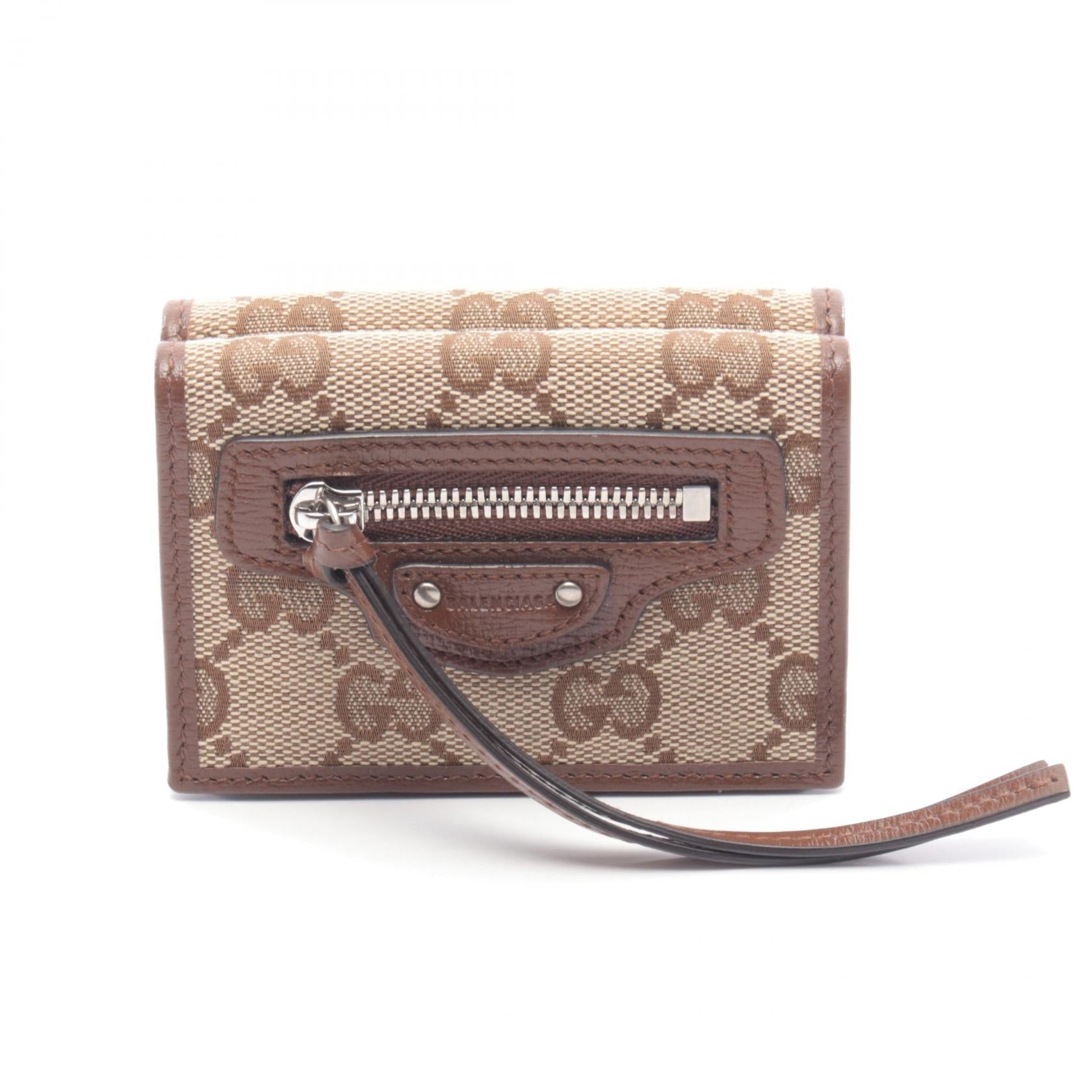 GUCCI Gucci Gucci × Balenciaga Hacker Project Tri-Fold Wallet Beige/Brown Canvas×leather image 1