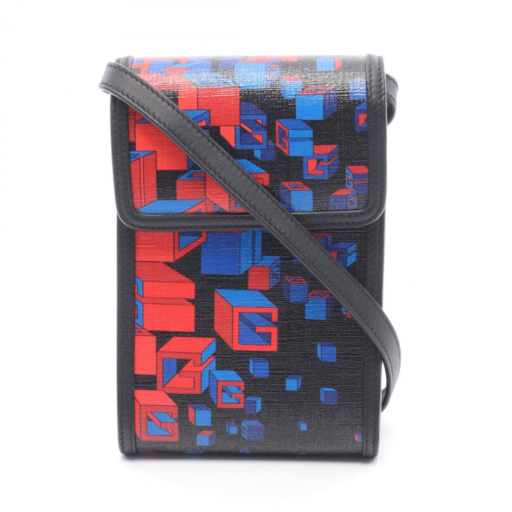GUCCI Gucci Square G Space Phone Holder Shoulder Bag Black/Blue/Red Pvc Coated Canvas×leather 631766 image 1