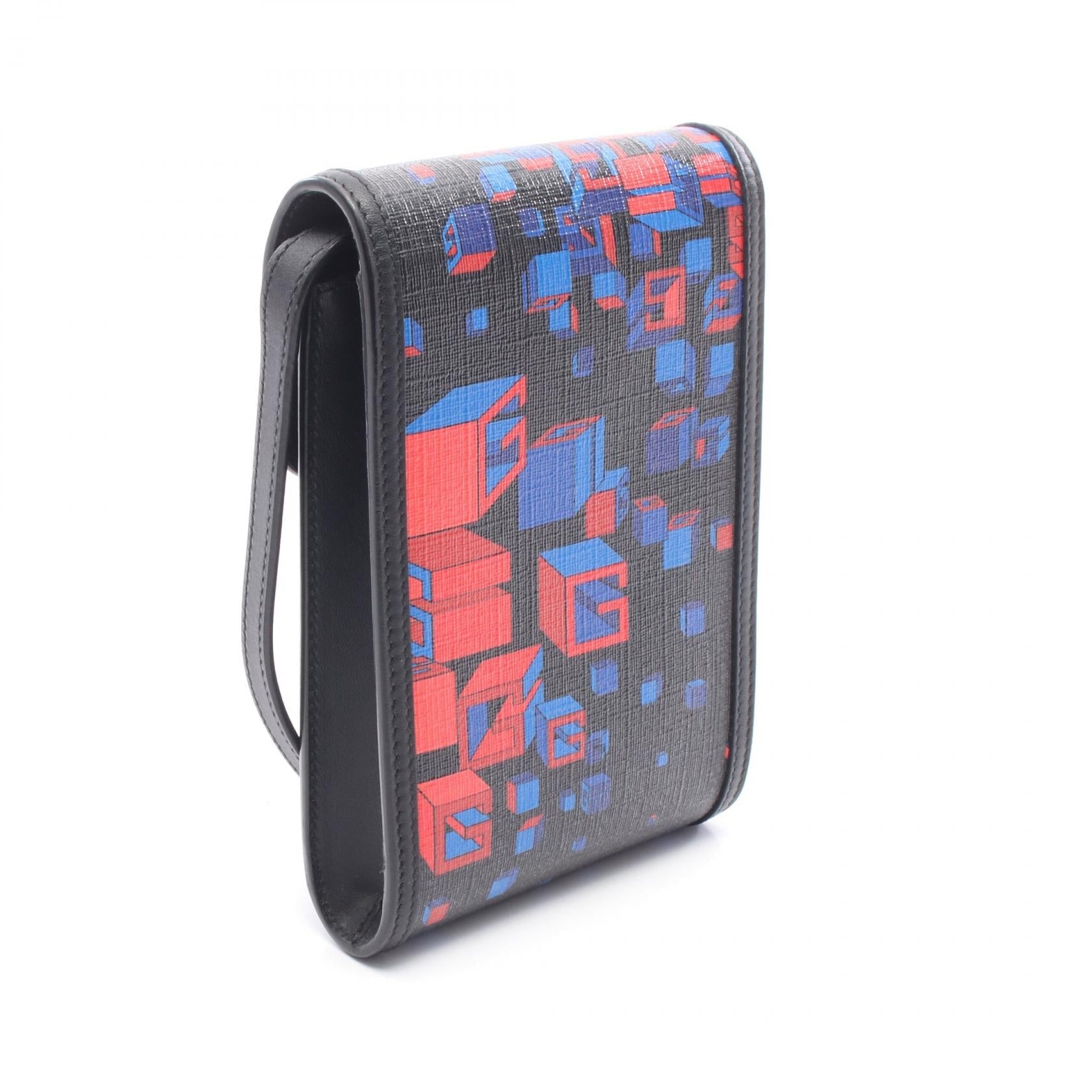 GUCCI Gucci Square G Space Phone Holder Shoulder Bag Black/Blue/Red Pvc Coated Canvas×leather 631766 image 2