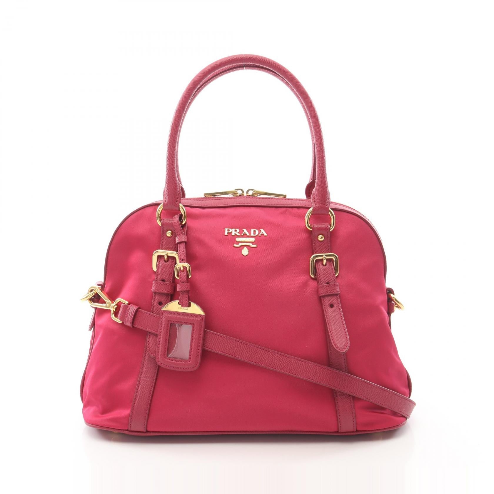 PRADA Prada Tessuto Saffiano Handbag Pink Nylon×saffiano Leather 1bb013 image 1
