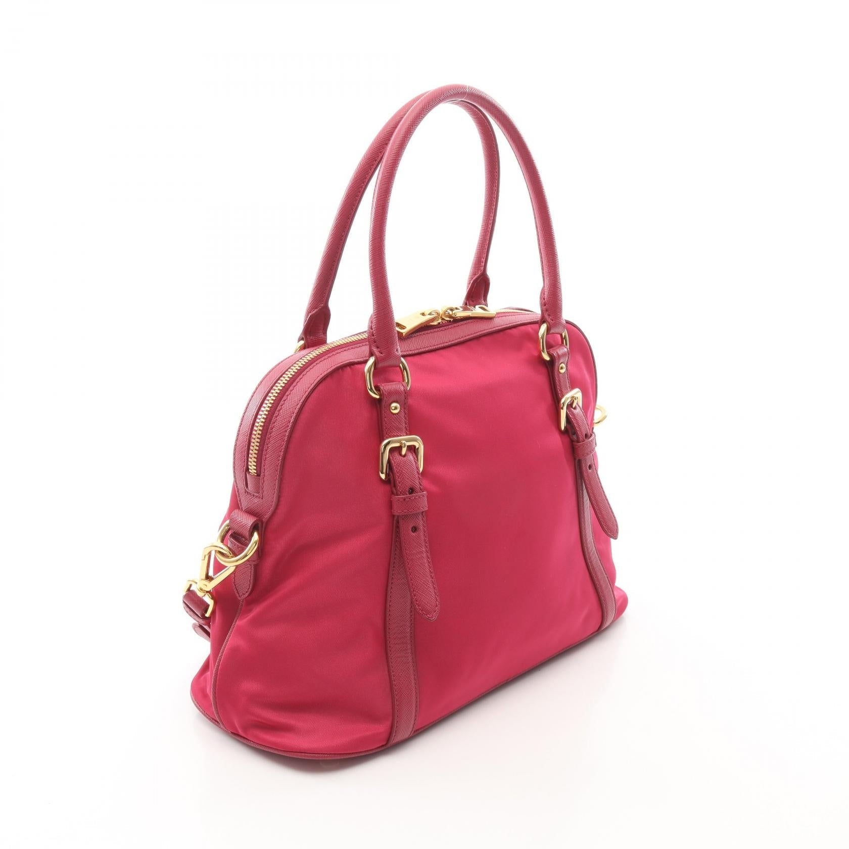 PRADA Prada Tessuto Saffiano Handbag Pink Nylon×saffiano Leather 1bb013 image 2