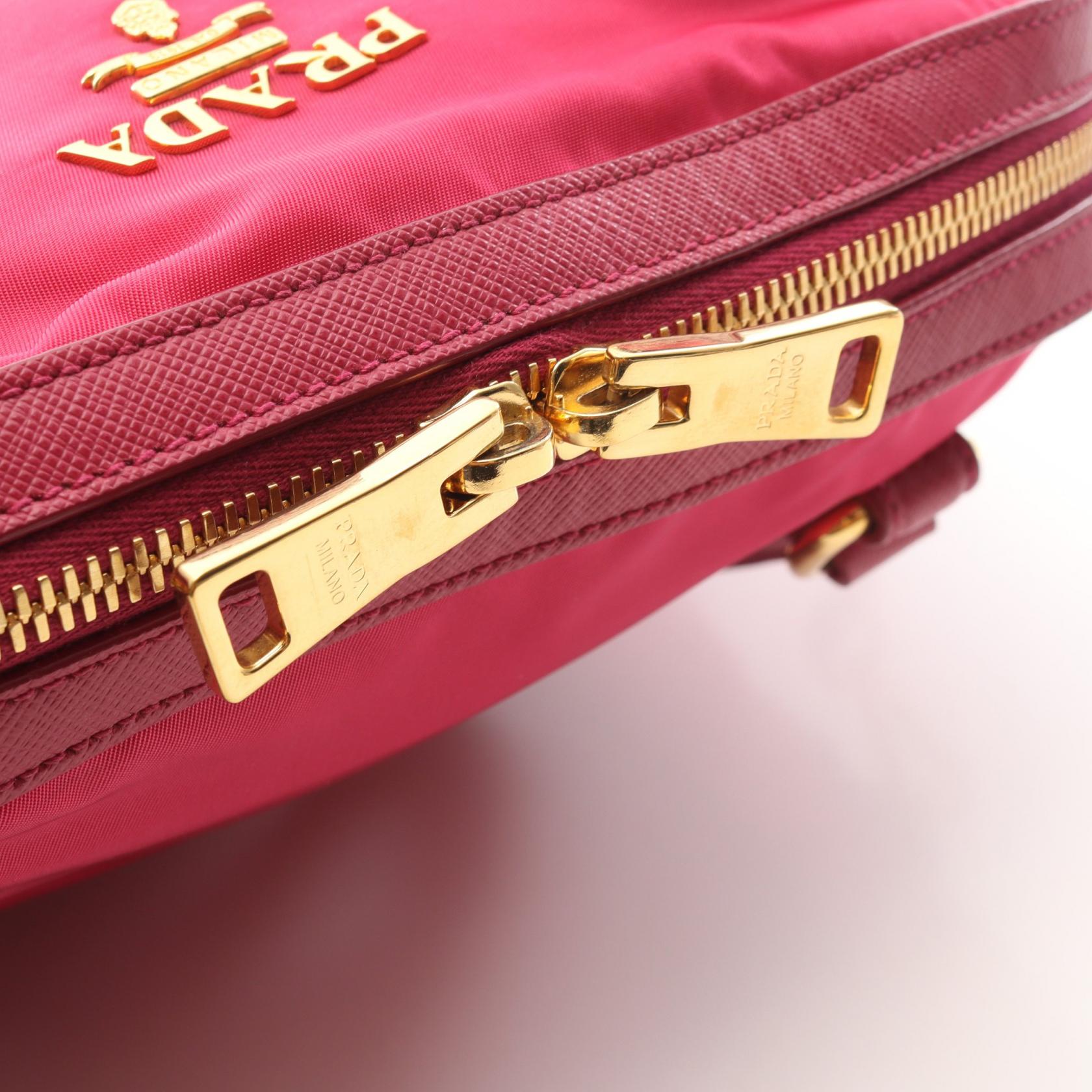 PRADA Prada Tessuto Saffiano Handbag Pink Nylon×saffiano Leather 1bb013 image 6