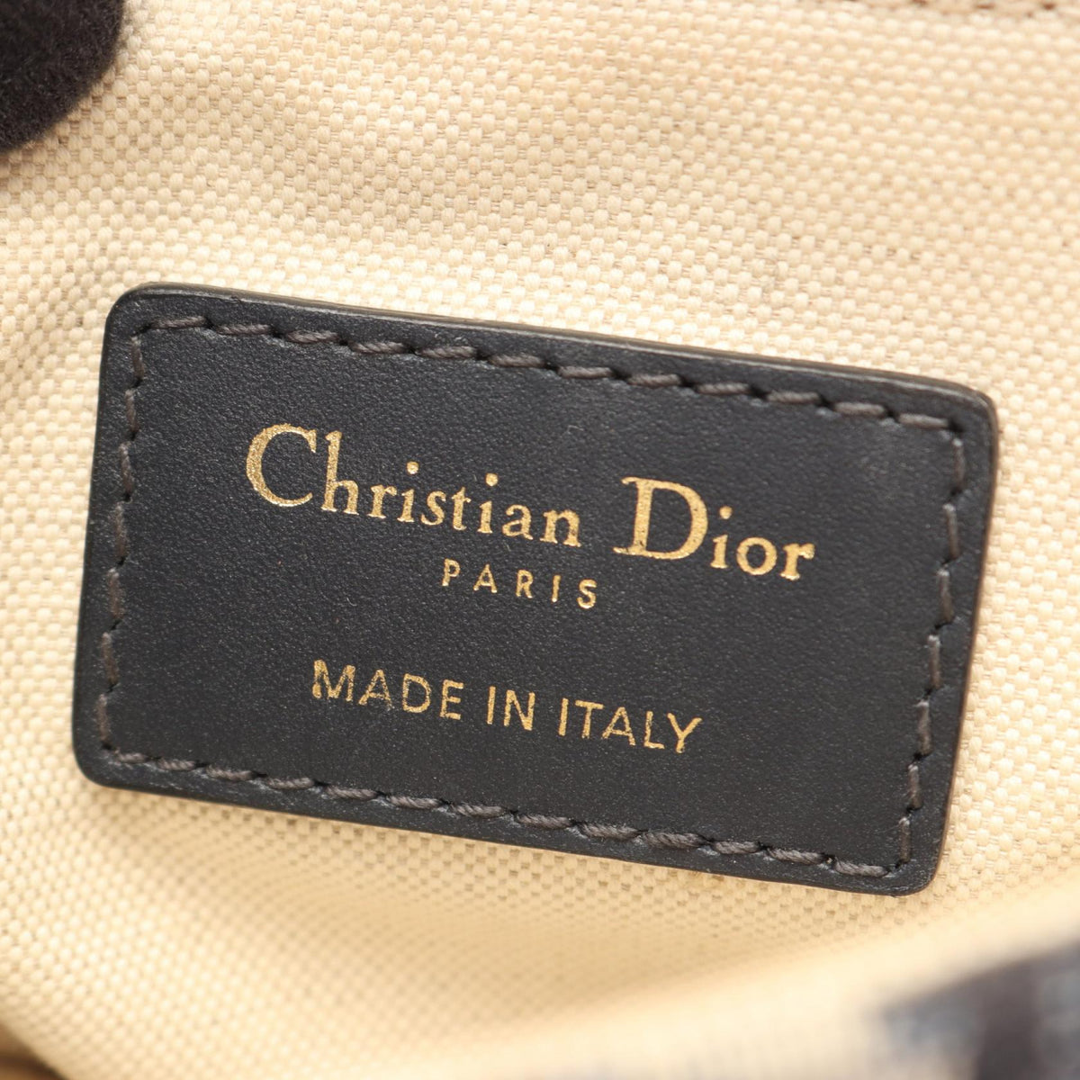 DIOR Dior Mini Saddle Oblique Jacquard Handbag Leather Beige Navy Used Women Ghw image 4