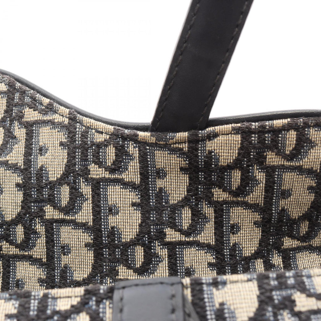 DIOR Dior Mini Saddle Oblique Jacquard Handbag Leather Beige Navy Used Women Ghw image 5