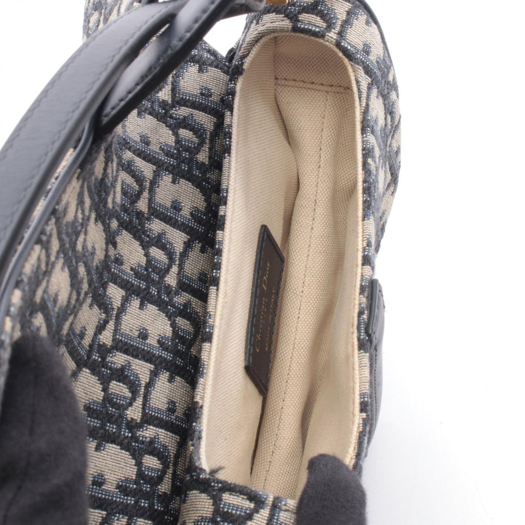 DIOR Dior Mini Saddlebag In Oblique Jacquard Handbag Beige/Navy Canvas×leather image 3
