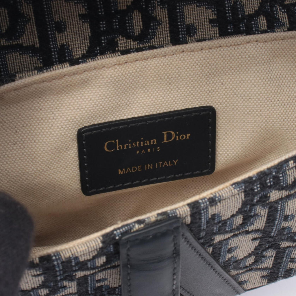 DIOR Dior Mini Saddlebag In Oblique Jacquard Handbag Beige/Navy Canvas×leather image 4