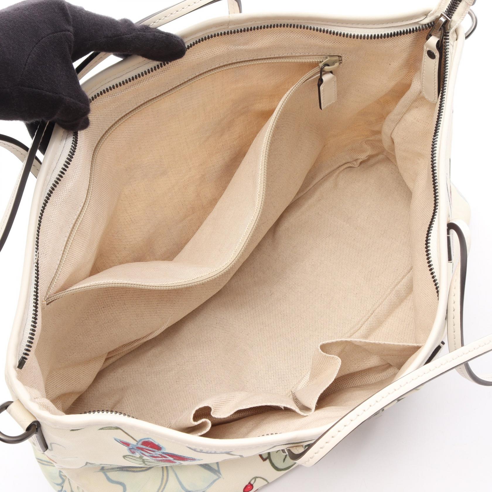 GUCCI Gucci Chris Knight Flora Tote Bag Beige/Multicolor Leather×nylon Canvas 353437 image 3