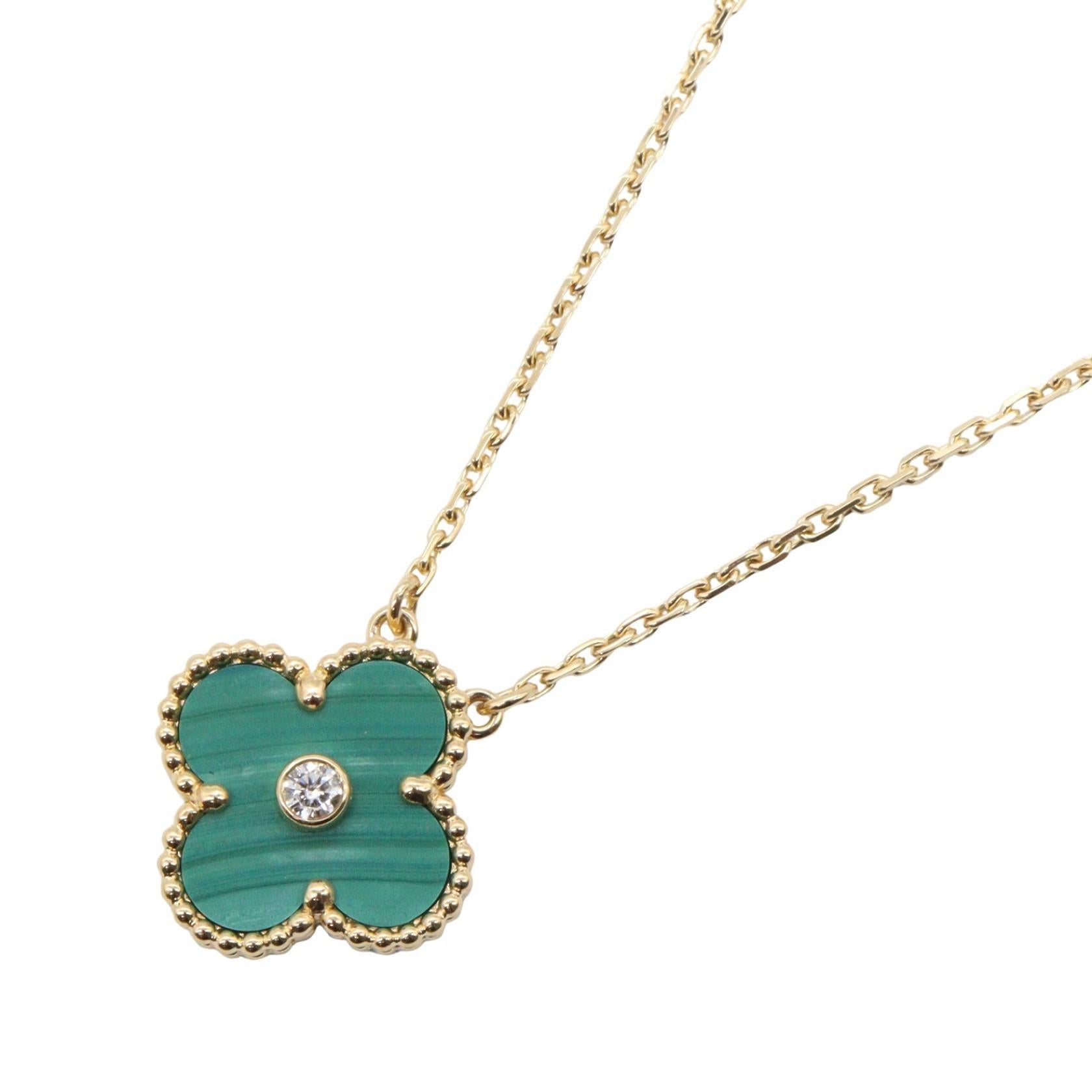VAN CLEEF & ARPELS Van Cleef & Arpels Vintage Alhambra Malachite Necklace 1pd Necklace Gold/Green/Clear K18 (yellow Gold)×diamond×malachite image 1