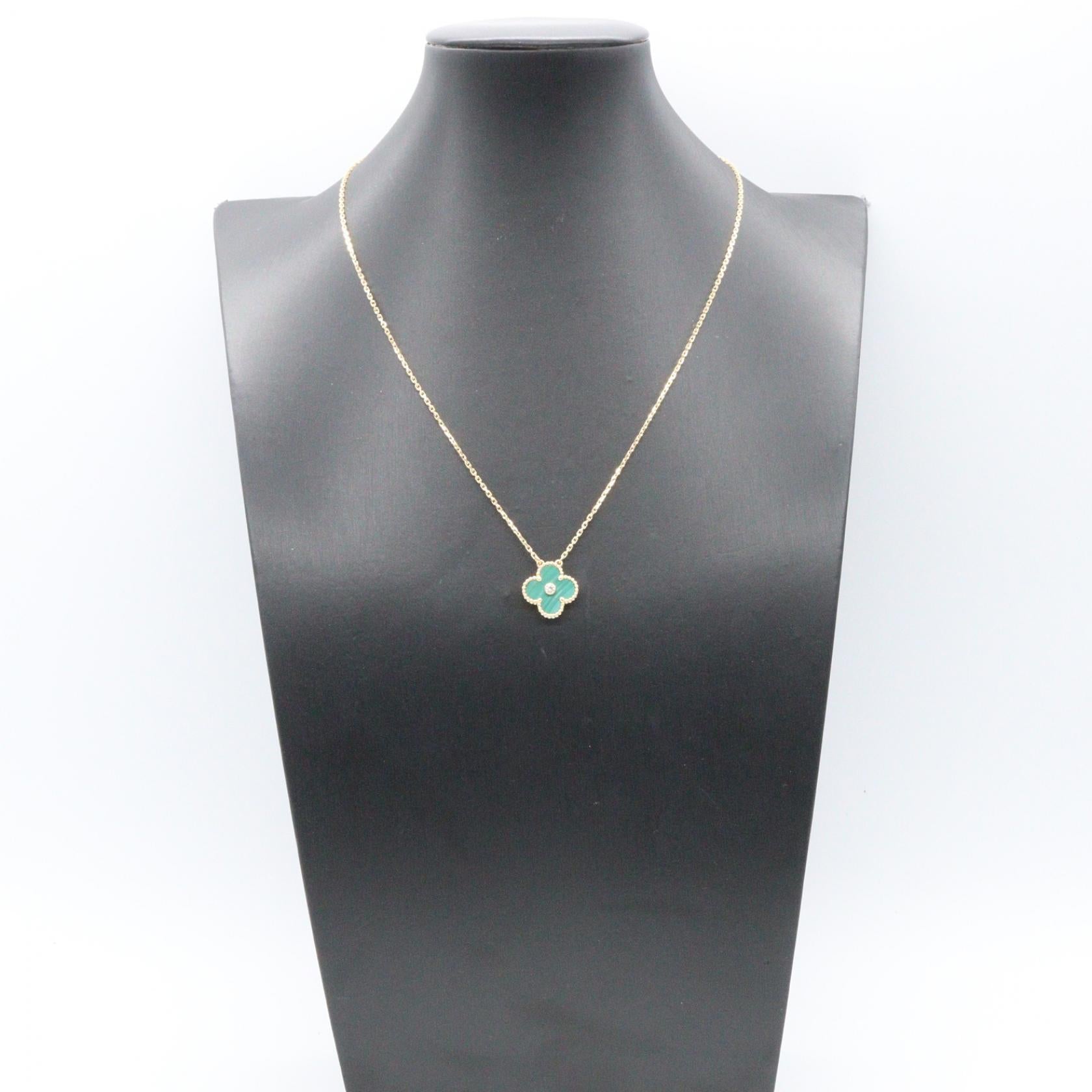 VAN CLEEF & ARPELS Van Cleef & Arpels Vintage Alhambra Malachite Necklace 1pd Necklace Gold/Green/Clear K18 (yellow Gold)×diamond×malachite image 6
