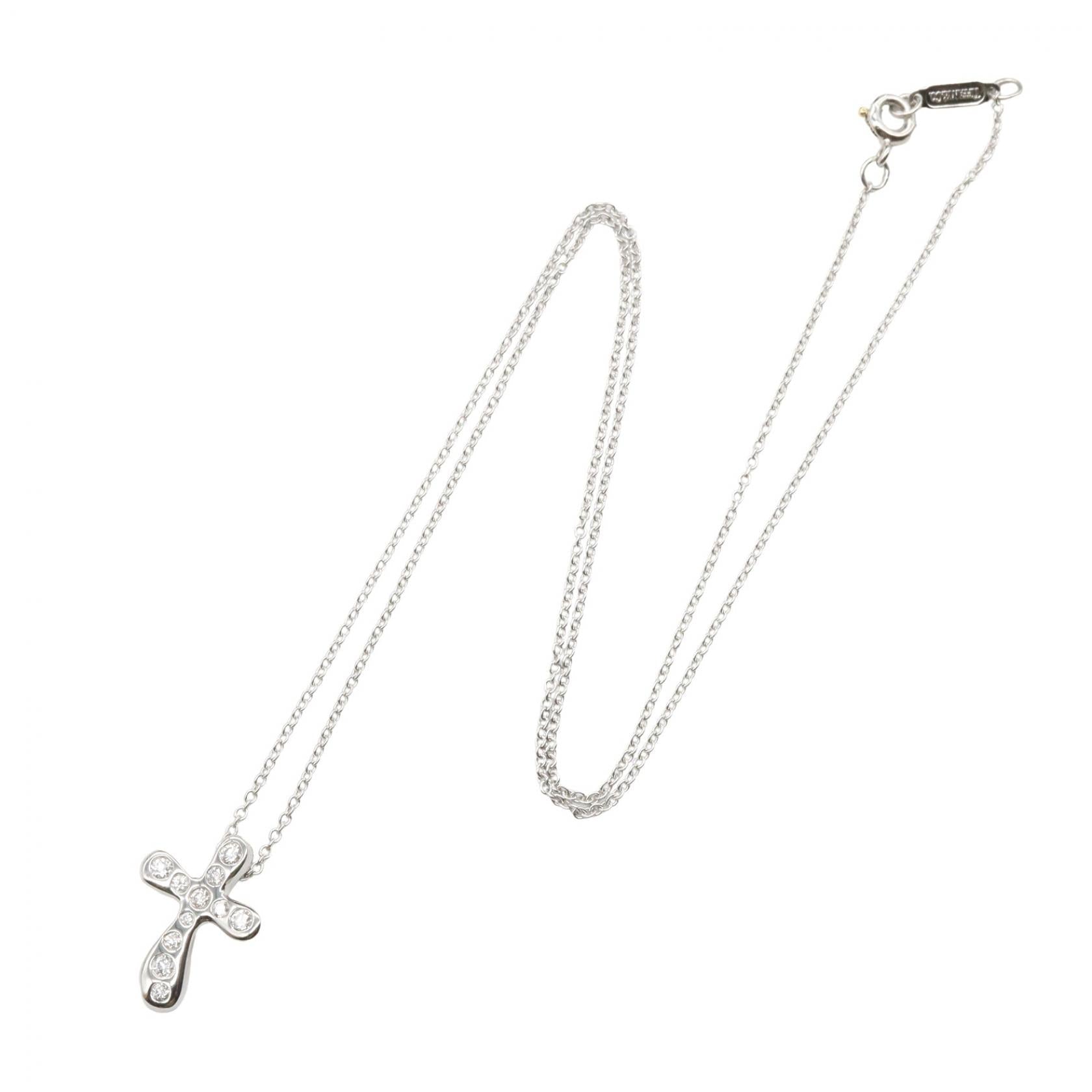 TIFFANY＆CO Tiffany＆co Dots Cross Diamond Necklace Necklace Silver/Clear Pt950 Platinum×diamond image 2