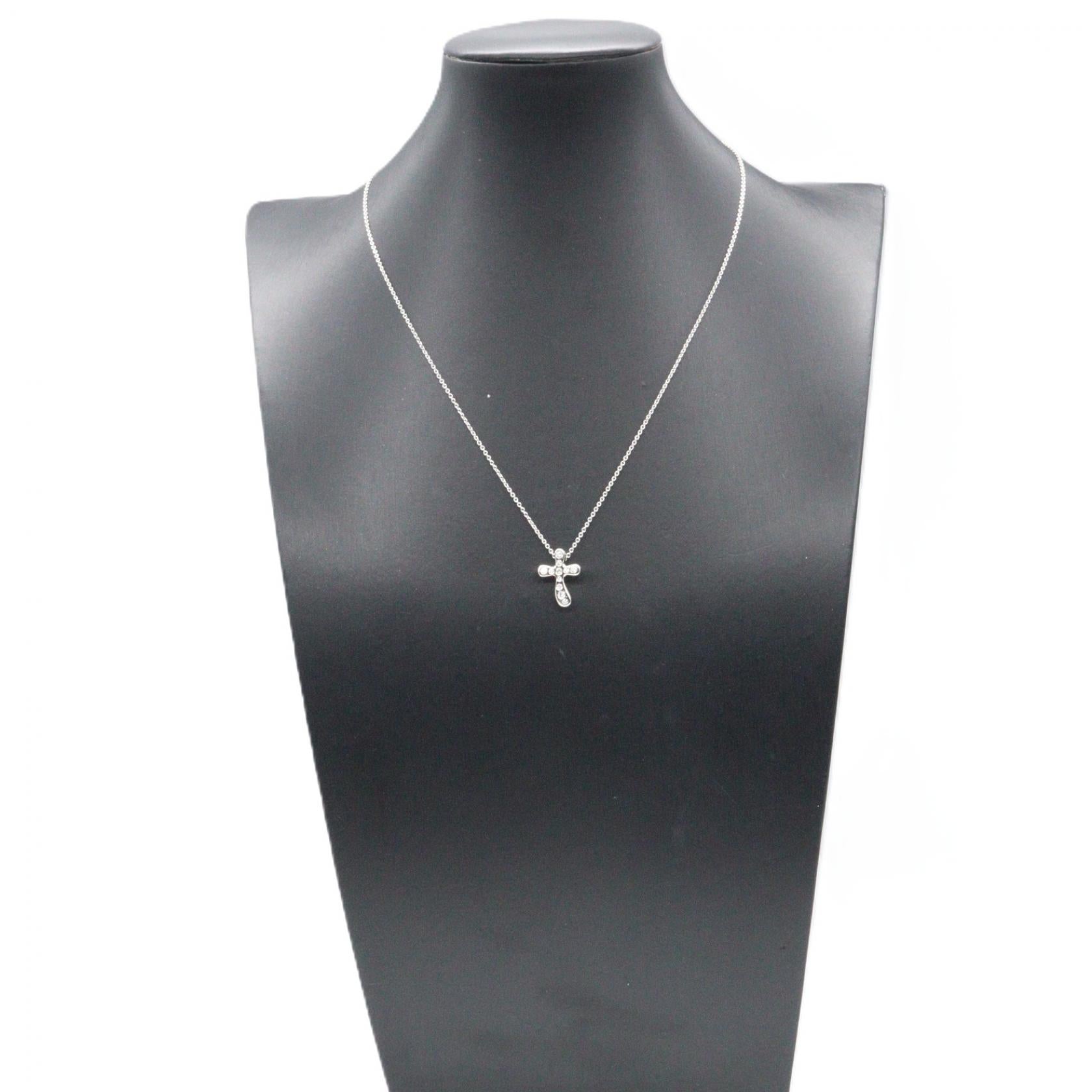 TIFFANY＆CO Tiffany＆co Dots Cross Diamond Necklace Necklace Silver/Clear Pt950 Platinum×diamond image 5