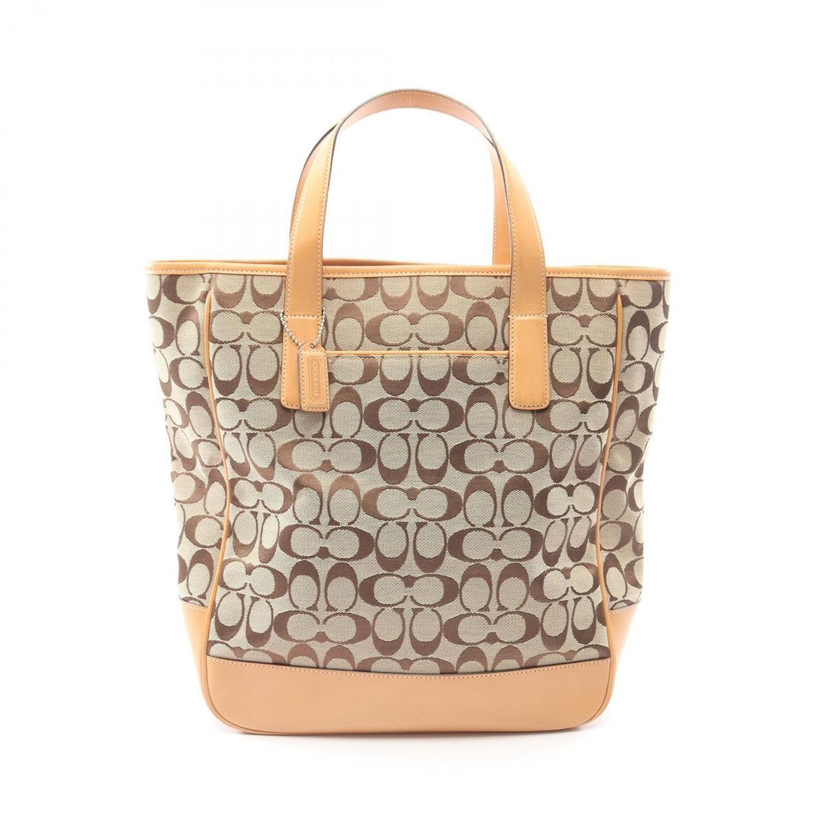 COACH Coach Signature Tote Hand Bag 6093 Canvas Leather Beige Brown Used Women image 1